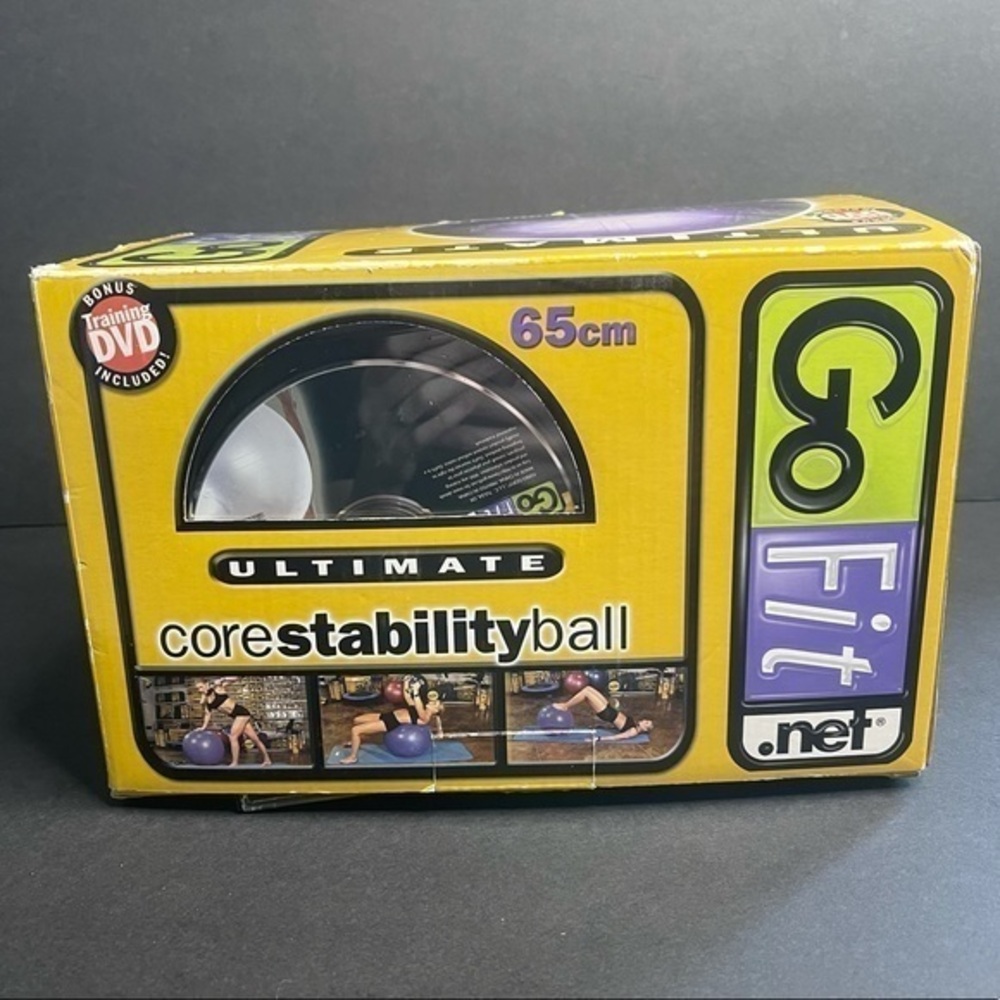 Go Fit Ultimate Core Stability Ball 65CM & Training DVD Purple New in Box